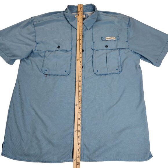 Magellan Outdoors Men's Size Large Turquoise Blue Plaid Relaxed Fishing Shirt - Picture 7 of 11